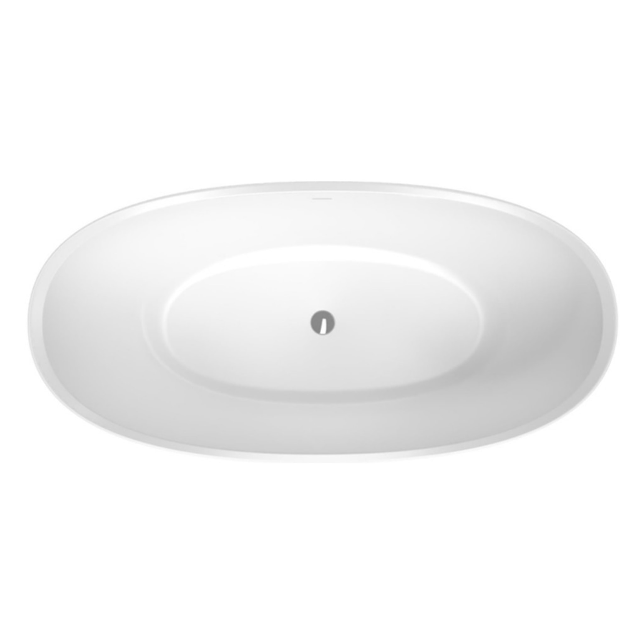 Paula 167x81,8 cm Baignoire îlot en marbre Coulé 260L, sans pieds, blanc (SATPA1670)