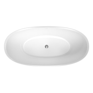 Paula 167x81,8 cm Baignoire îlot en marbre Coulé 260L, sans pieds, blanc (SATPA1670)