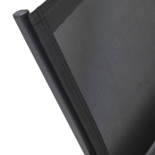 Salon de jardin PALERMO en textilène gris 8 places - aluminium anthracite et effet bois