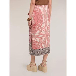 Motivi - Falda pareo de raso con estampado - Rojo