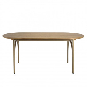 YSEULT - Table à manger ovale 6 personnes 180x90cm bois peuplier couleur naturelle