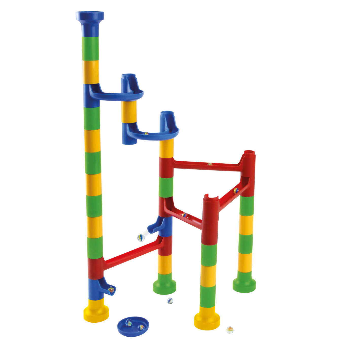 Set Pista delle Biglie Sopraelevata, 32 elementi 2curve 10 biglie in vetro