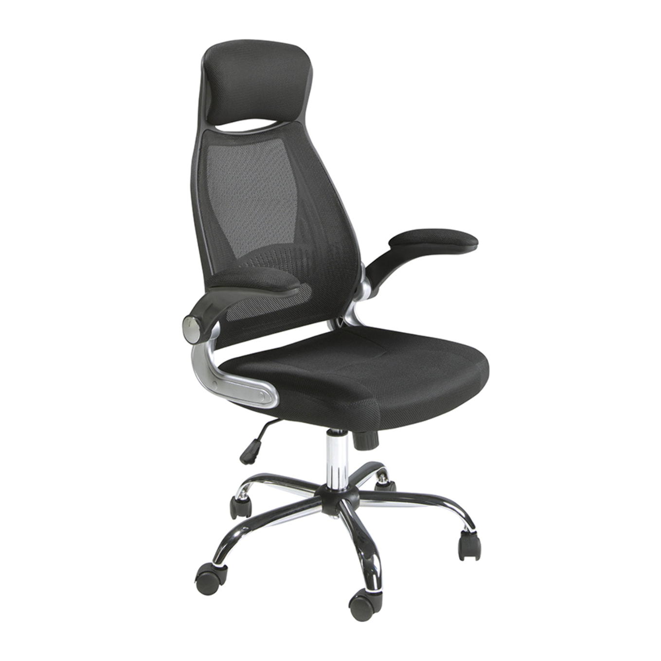 Silla Angel Cerdá oficina giratoria con asiento y respaldo tapizado en tela negra 66x62x117cm