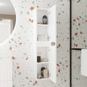 Colonne de salle de bain Blanc Neige Suspendu - Hauteur 120 cm - 2 Portes - LEON