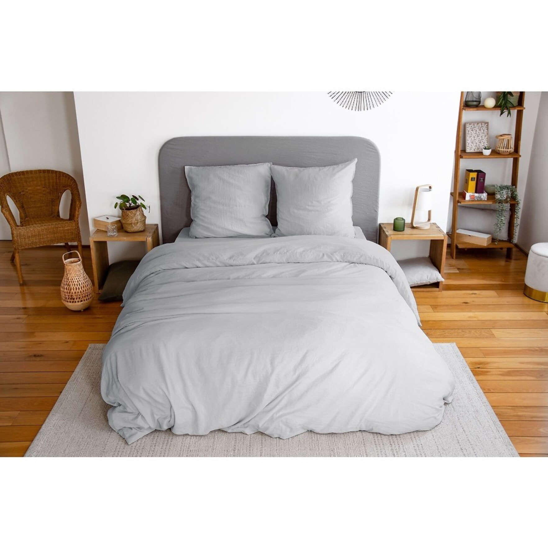 Parure Microfibre Lavee Gris Perle