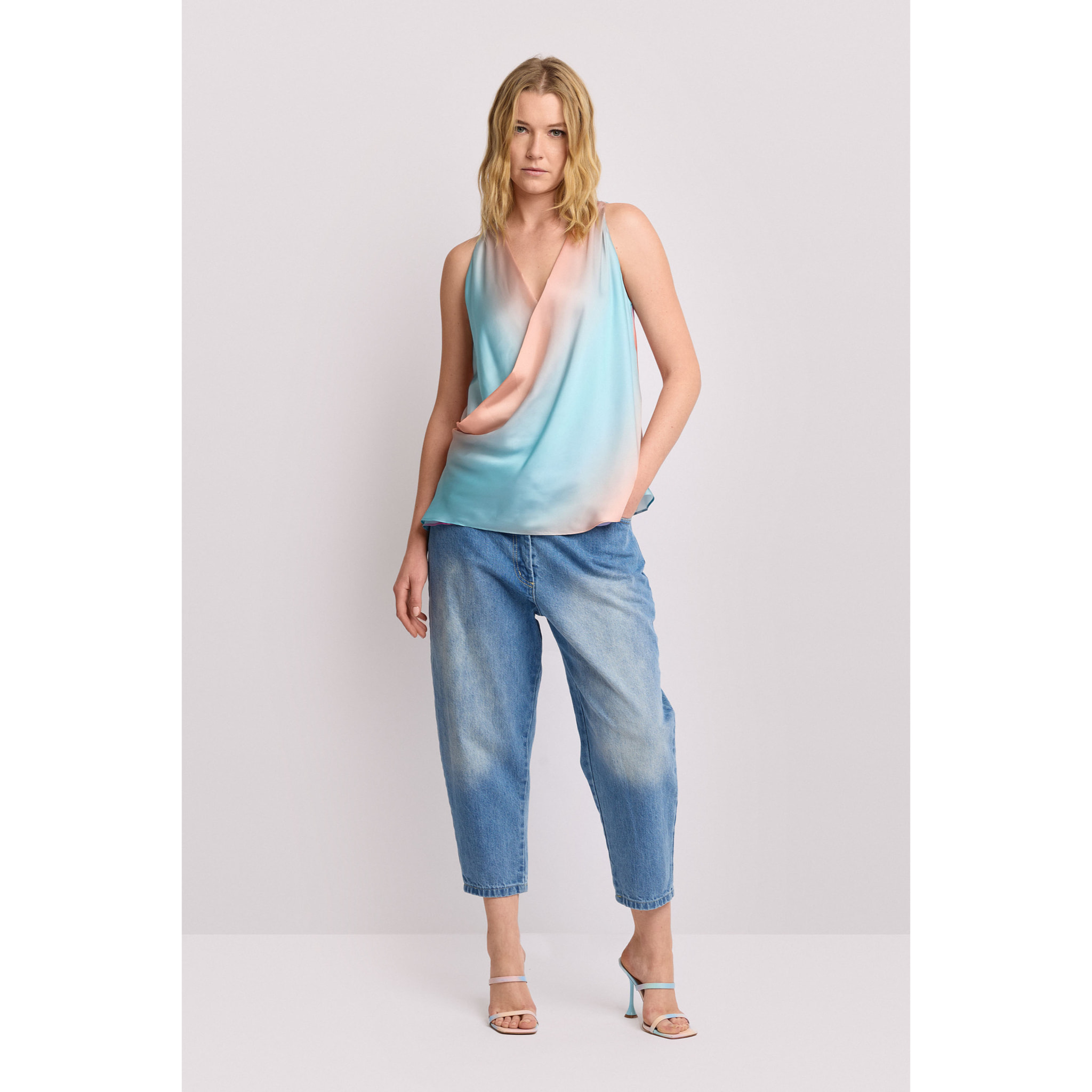 Kocca - Blusa elegante con scollo a incrocio Donna, Fantasia, Scollo ampio
