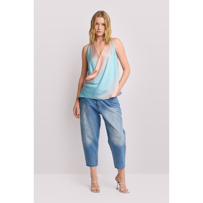 Kocca - Blusa elegante con scollo a incrocio Donna, Fantasia, Scollo ampio