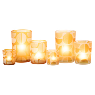 J-Line Photophore Demi Cercles Verre Orange Large Assortiment De 2