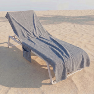 Telo mare grande in spugna 100% cotone 75x190 cm con tasche e bottoni, asciugamano lettino morbido e super assorbente, asciugatura rapida, fissaggio stabile, ideale per spiaggia piscina e spa, resistente e pratico per uso estivo
