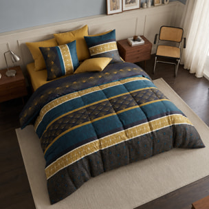 Parure housse de couette imprimé 100% coton - qobe - emeraude