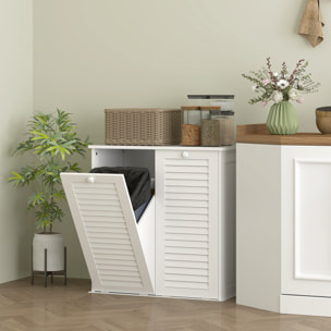 Meuble salle de bain avec paniers à linge basculants - 2 portes persiennes - blanc
