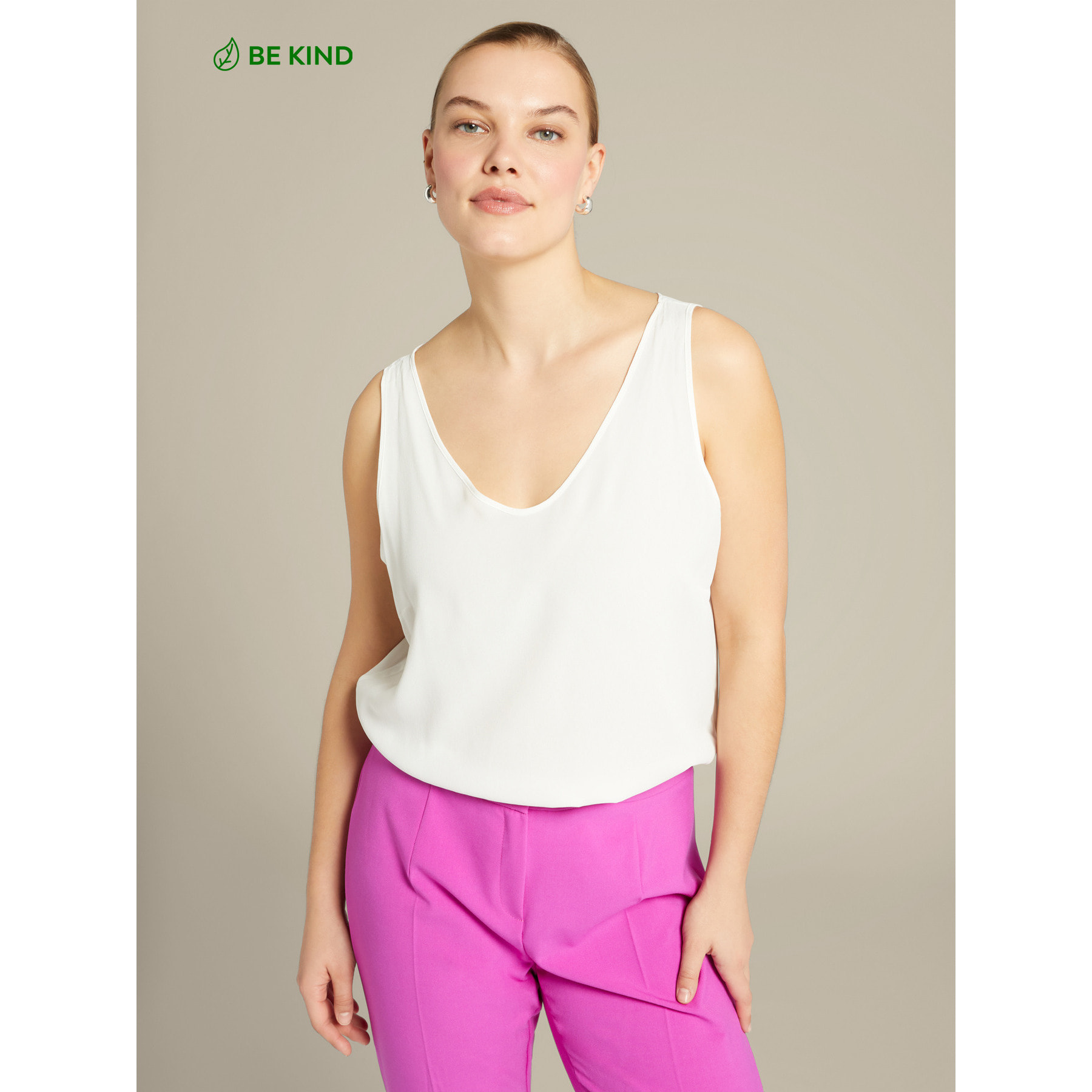 Elena Mirò - Top en crepé chino de viscosa ecológica - Blanco