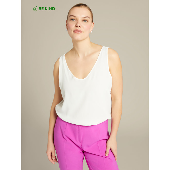 Elena Mirò - Top en crepé chino de viscosa ecológica - Blanco