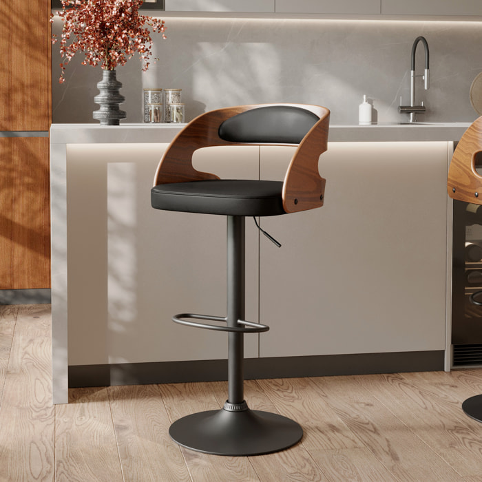 Chaise de bar réglable 62/84 cm en cuir synthétique noir - Louis