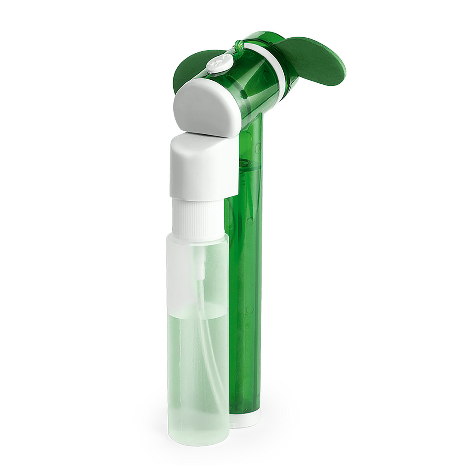 Ventilador vaporizador portátil con depósito de 35 ml y pulverización manual de agua.