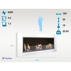 Chimenea de etanol de grandes dimensiones y 3 quemadores HECATE PURLINE