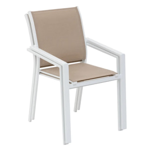 Fauteuil de jardin empilable "Essentia" lin & blanc en aluminium traité en epoxy