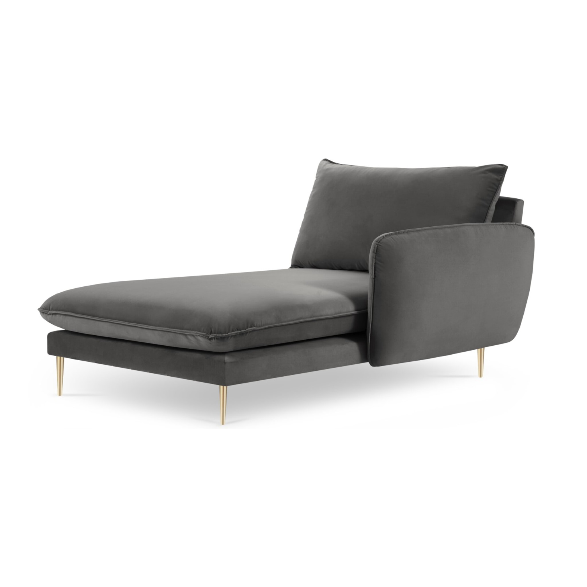 Méridienne droite "Vienna" en velours gris