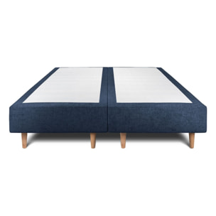 Lit avec tête de lit capitonnée tissu et sommier tapissier Ep20