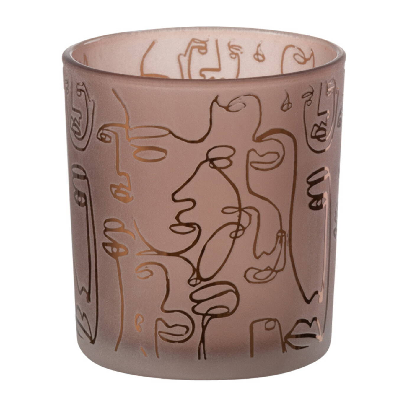 J-Line photophore Happy Faces - verre - terracotta - small - 2 pcs