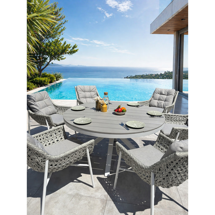 ELBA - Ensemble repas de jardin 6 places - Blanc