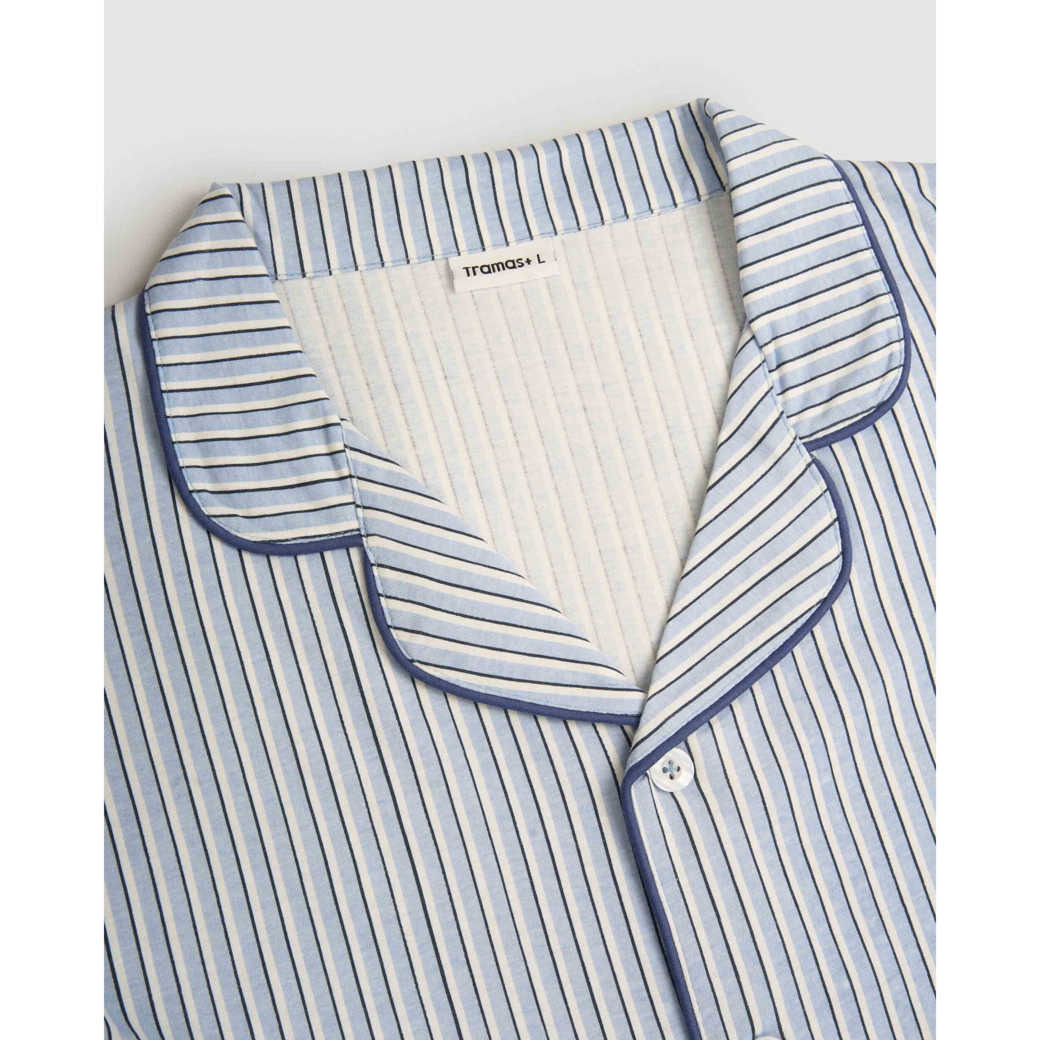 Pigiama lungo a camicia in cotone a righe Hermes blu navy