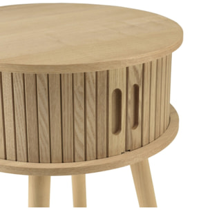 AGATHE - Table de chevet ronde en bois couleur naturelle D40cm