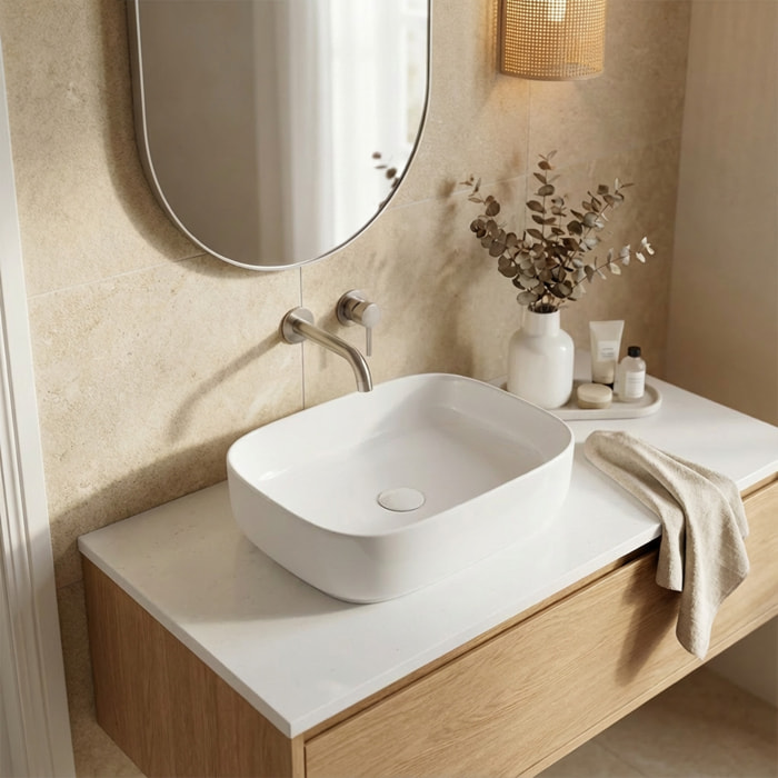 Vasque à poser rectangulaire 50 x 37,5 x 13,5 cm sans trop-plein blanc brillant PixL (CEPX4937)