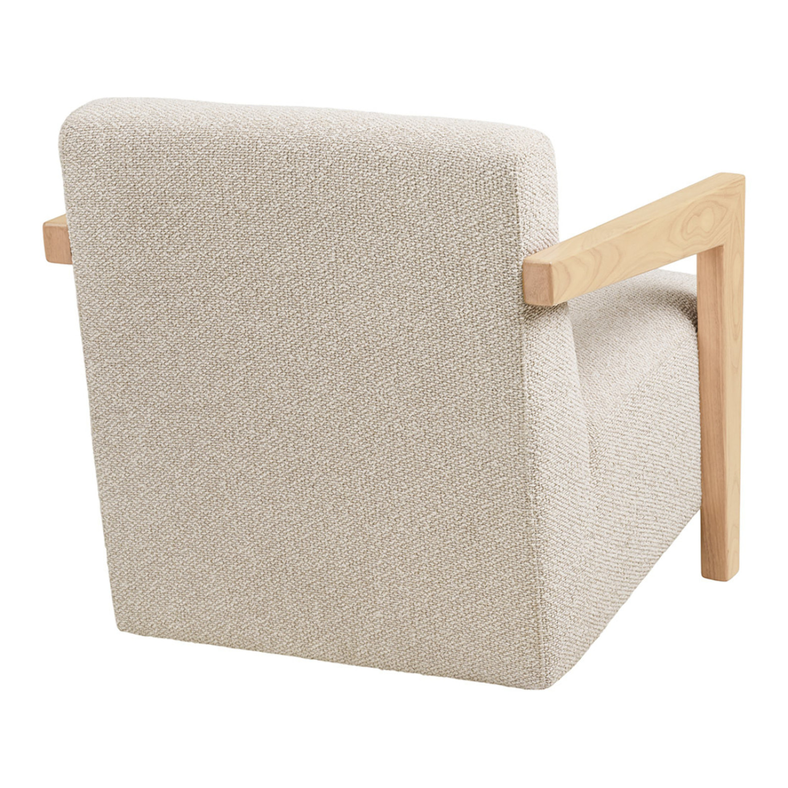 Lola - fauteuil en tissu texturé - accoudoirs en chêne massif FSC  100% - Beige