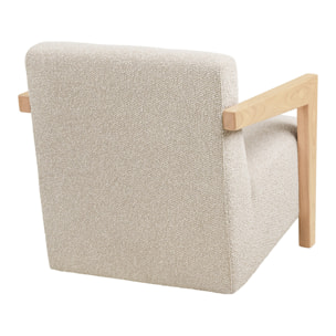 Lola - fauteuil en tissu texturé - accoudoirs en chêne massif FSC  100% - Beige