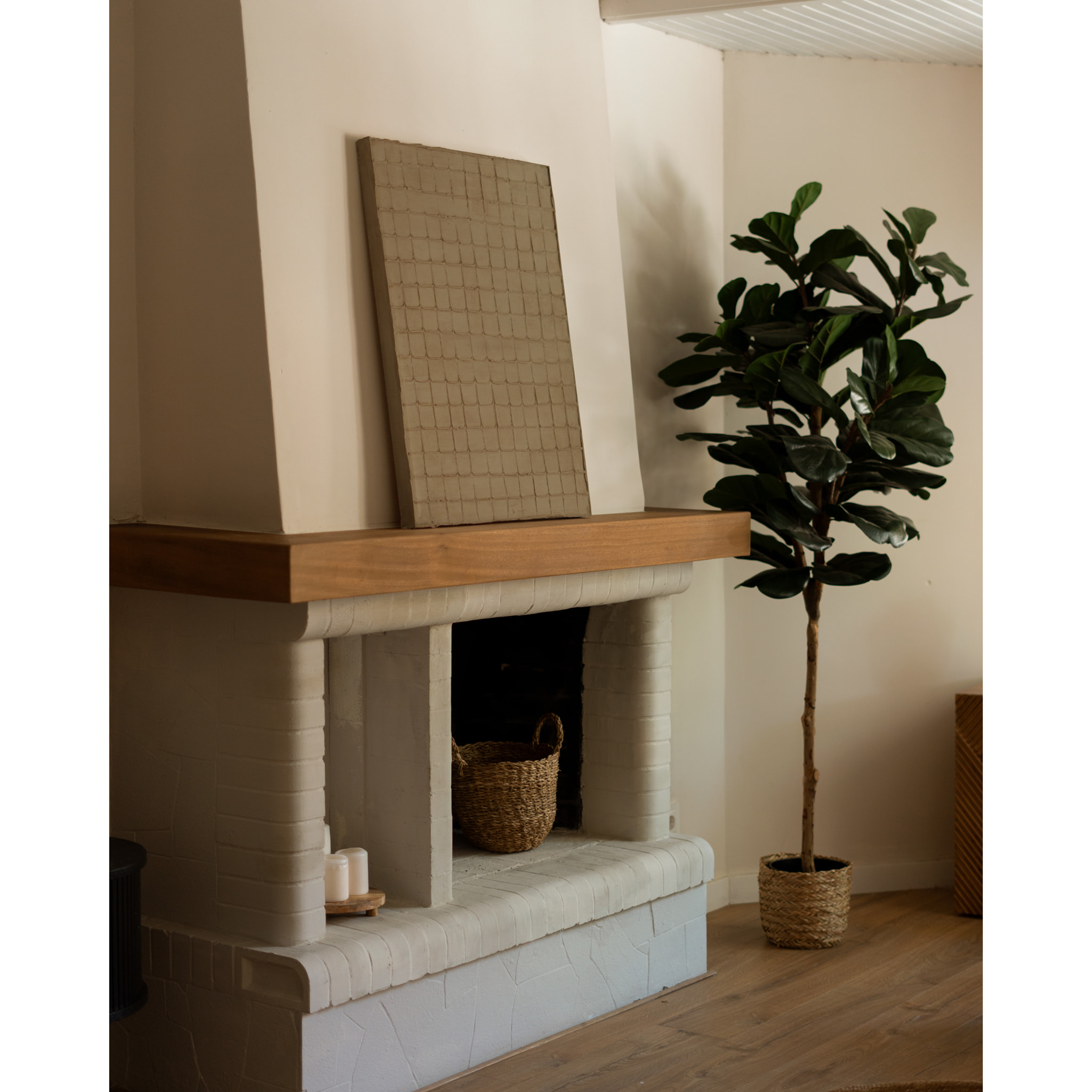 Tableau marron décoratif sur coton avec cadre en bois peint à la main à la peinture à l'huile en différentes tailles