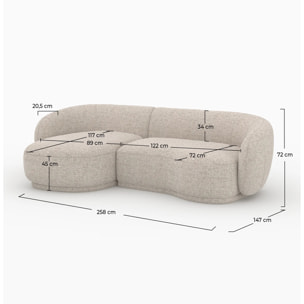 Canapé d'angle modulable 4 places en tissu beige chiné - Nova