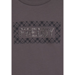 T-shirt comfort manica lunga con retro stampato