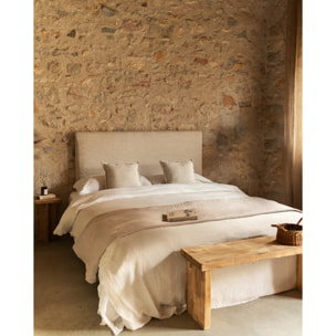 Cabecero tapizado desenfundable de lino beige de varias medidas