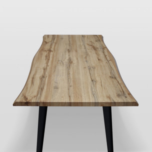 Tavolo ALICUDI con piano in legno finitura rovere rustico e gambe in metallo nero 160x90cm