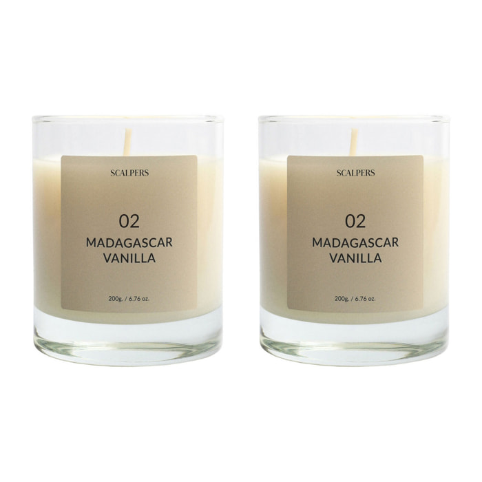 Set de 2 velas aromáticas 200gr aroma vainilla de madagascar scalpers