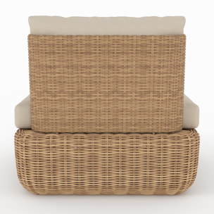 Lot de 2 fauteuils de jardin en rotin synthétique et tissu beige - Sky