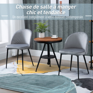 Chaises de visiteur design scandinave - lot de 2 chaises - pieds effilés métal noir - assise dossier ergonomique velours gris