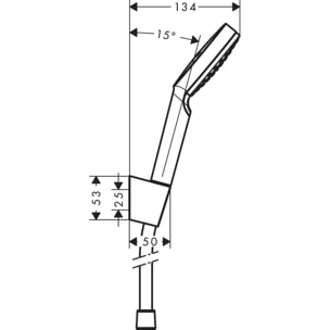 Ensemble support mural et douchette 1 jet avec flexible de douche 160 cm blanc/chromé Crometta