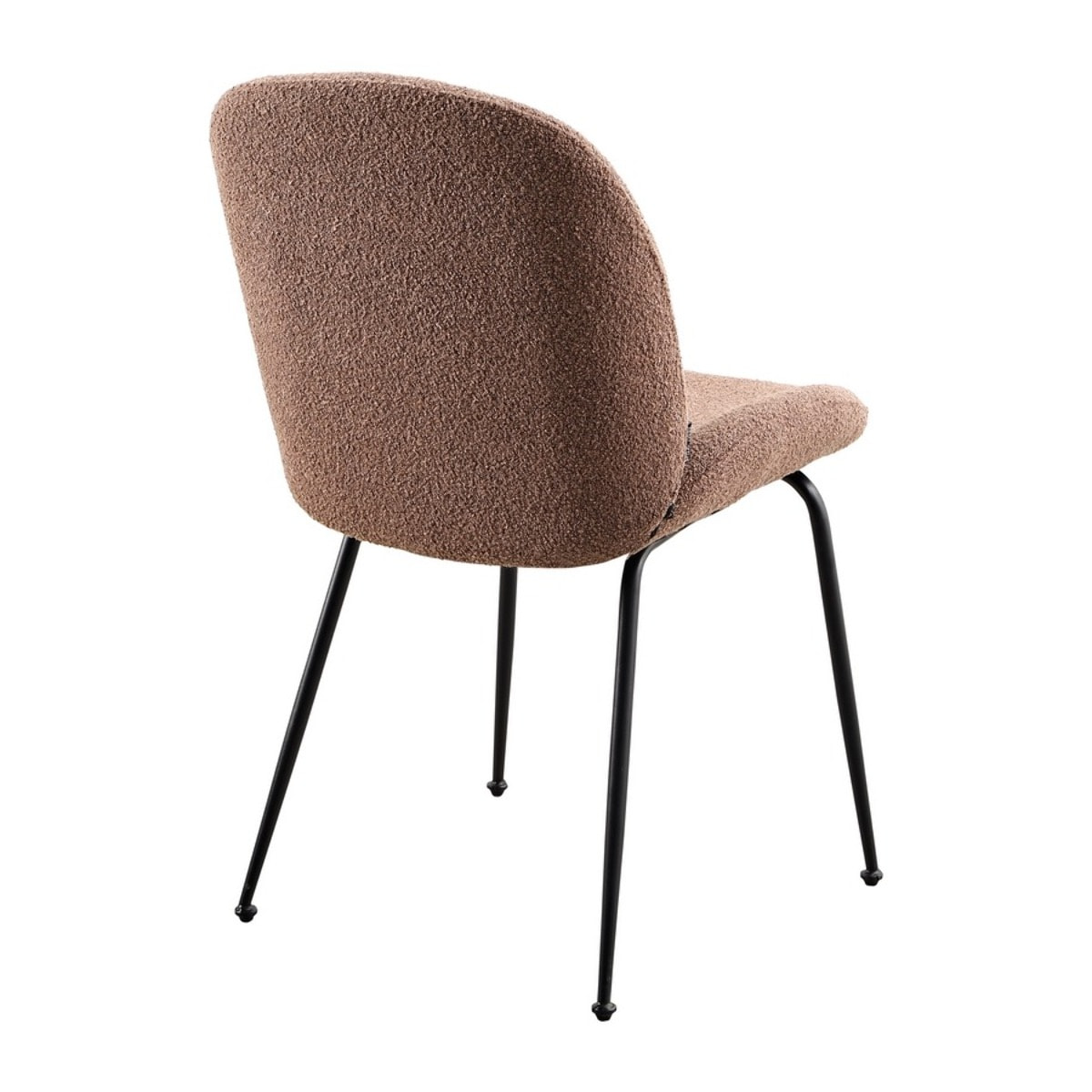 Set da 2 sedie design in tessuto bouclè marrone e gambe in metallo - Shell