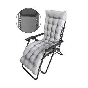 Fauteuil de jardin relax zéro gravité avec coussin matelassé "Sintra" - Noir