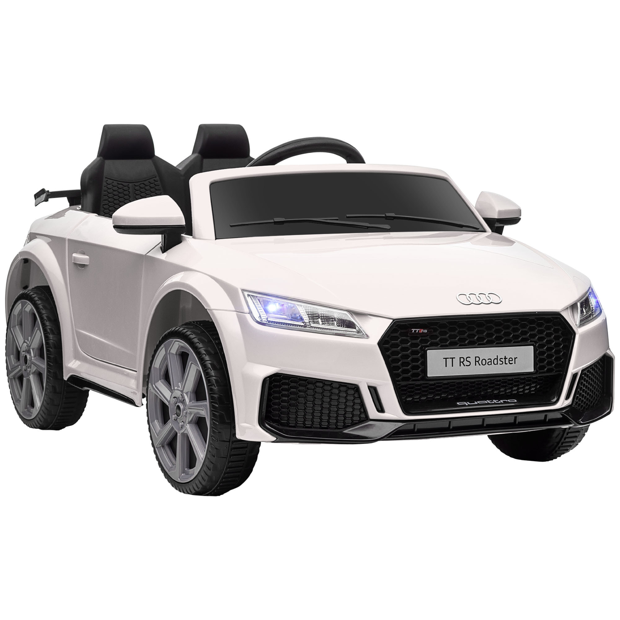 Audi TT Eléctrico Infantil Coche Juguete Niño 3 Años+ con Mando a Distancia con Música y Luces Modos de Aprendizaje Batería 12V Doble Apertura de Puerta 102x60x44 cmBlanco