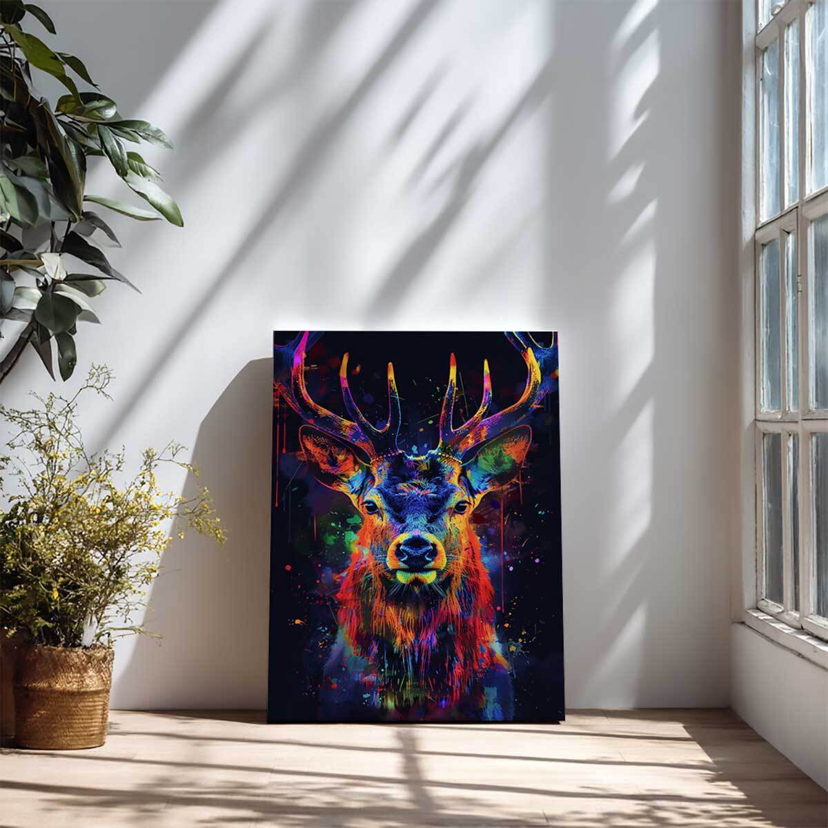 Tableau cerf fluorescent moderne Toile imprimée