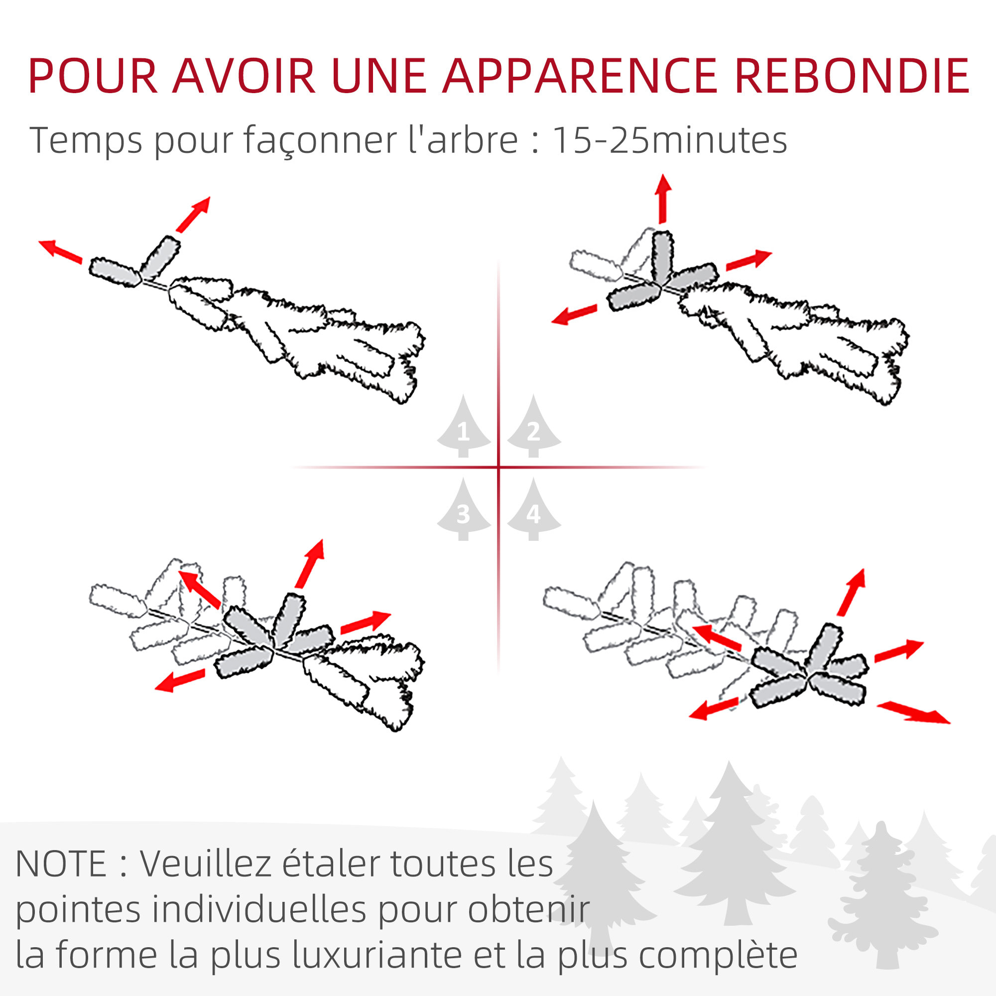 Sapin de Noël artificiel Ø 61 x 120H cm pied support inclus 260 branches épines grand réalisme vert