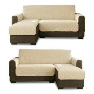 Copridivano 2 posti con penisola impermeabile e antimacchia, telo protettivo con braccioli adattabile a penisola destra e sinistra, vestibilità pratica e versatile, protegge da liquidi e sporco, facile da lavare, ideale per uso quotidiano