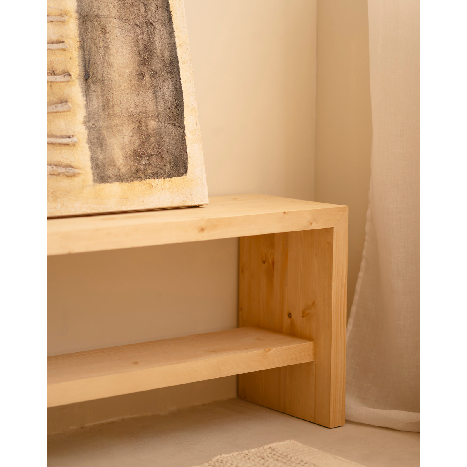 Tableau beige et noir décoratif sur coton avec cadre en bois peint à la main à la peinture à l'huile en différentes tailles