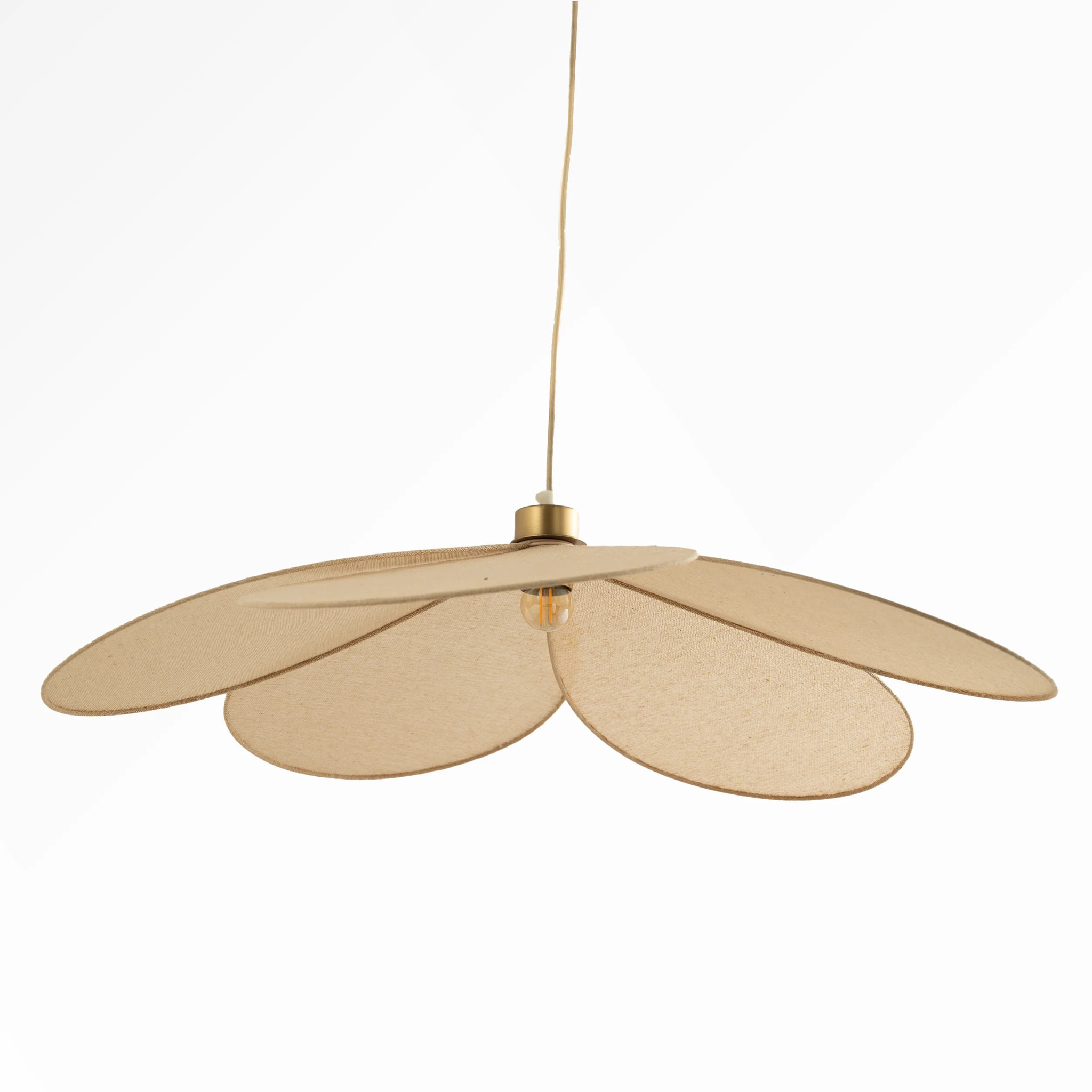 Suspension pétale en tissu beige et métal doré 75 cm - Flora