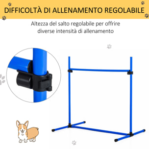 PawHut Set di 4 Ostacoli Regolabili Agility Dog per Addestramento Cani con Borsa da Trasporto, 99x71x95cm