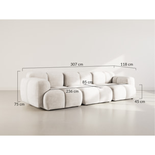 Grace - canapé modulable 3 places en velours texturé - Vert Olive