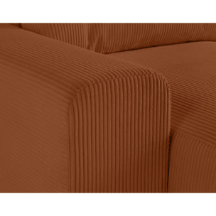Garance - canapé modulable d'angle droit - 6 places - en velours côtelé - Terracotta